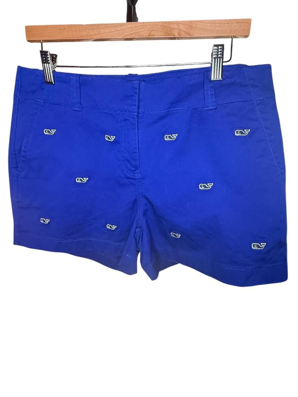 Vineyard Vines Women's Embroidered Whale Dayboat Chino Shorts in royal  SZ 10